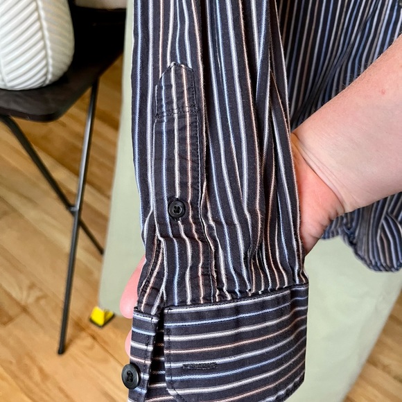 Medium J Ferrar Striped button down shirt with 15 in neck - Picture 3 of 10